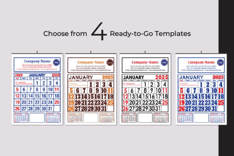 Traditional Wall calendar two colour printing